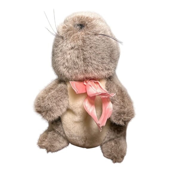 Vintage Eden Bunny Rabbit Hare‎ Plush Stuffed Animal 10" Brown White Pink Bow - Picture 4 of 9